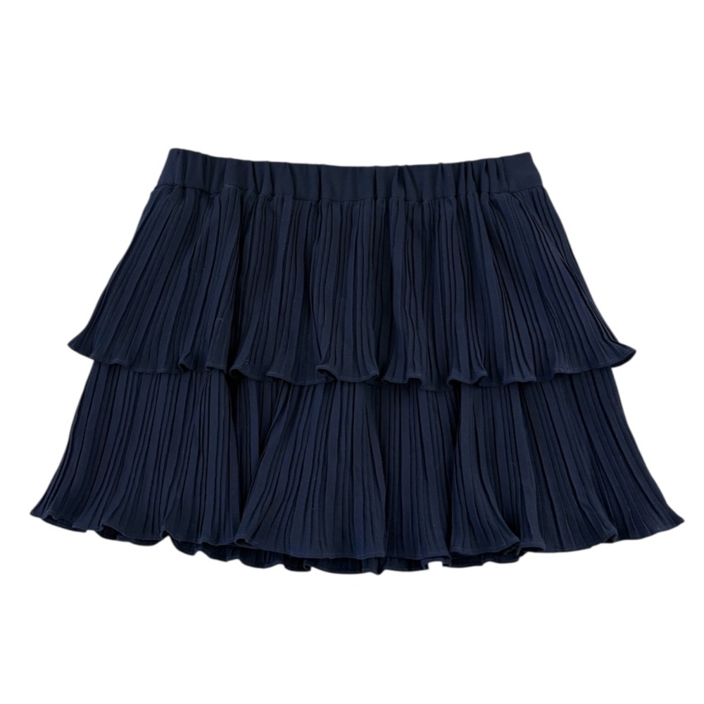 Moma Navy Blue Pleated Tiered Ruffle Skort